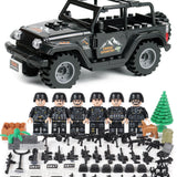 ブロックのおもちゃ レゴ互換 ミリタリーミニフィグシリーズ【JEEP SWAT仕様+SWATチーム】